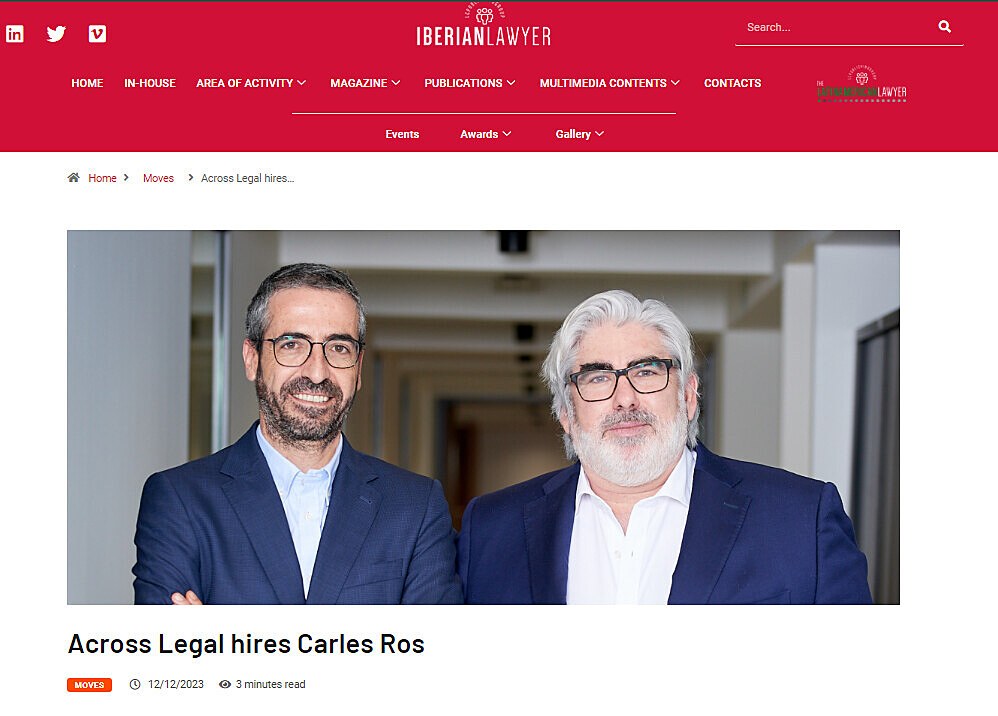 Across Legal hires Carles Ros